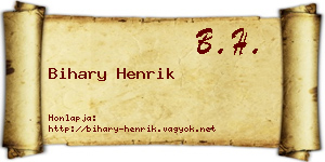 Bihary Henrik névjegykártya